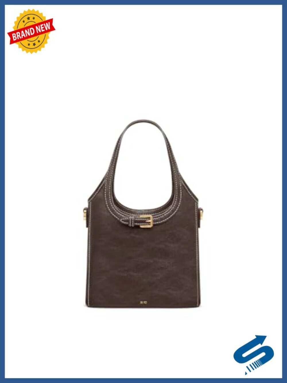 Mini Belted Embellished Top Handle Bag Vegan Leather Gold Hardware